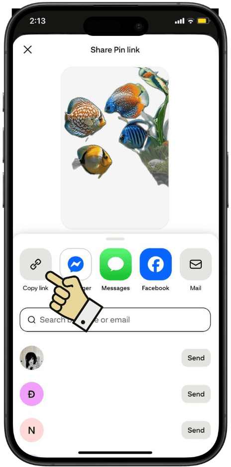Copie o link do vídeo no Pinterest