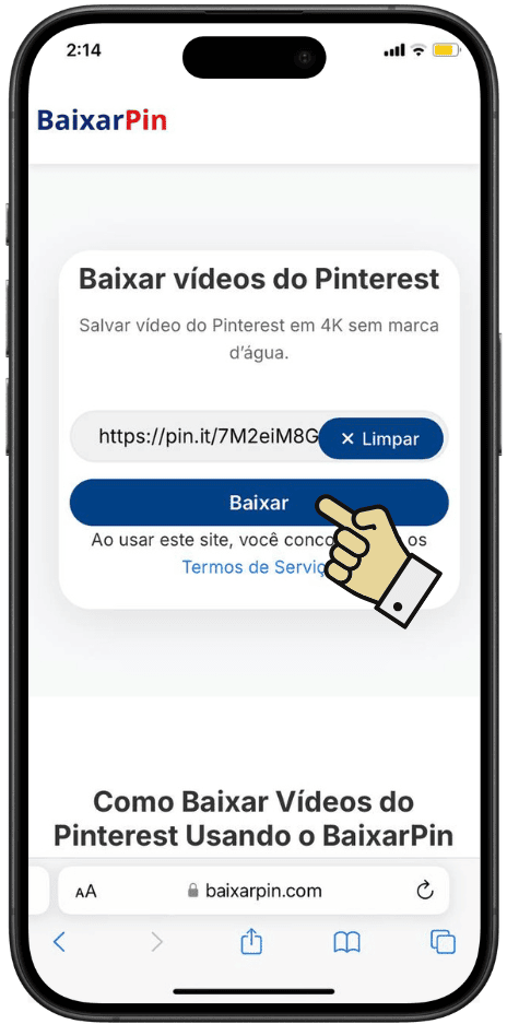 Cole o link no BaixarPin