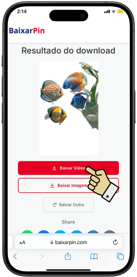 Clique em “Baixar” e escolha o formato desejado